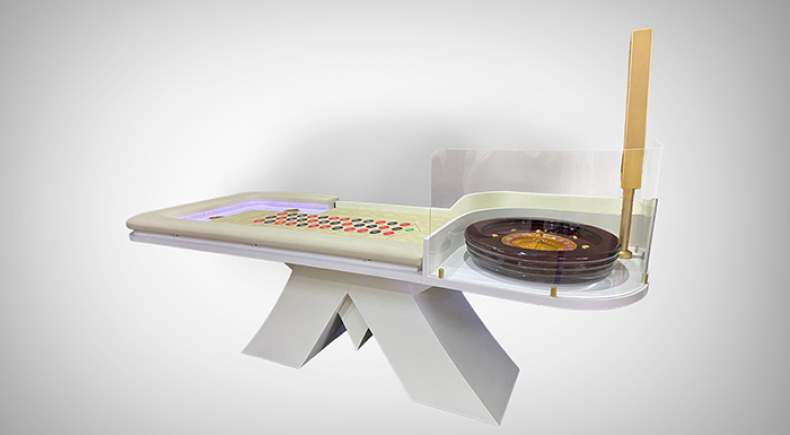 Mesa de Roleta Luxo Branca com Roleta 55cm e Display - R4